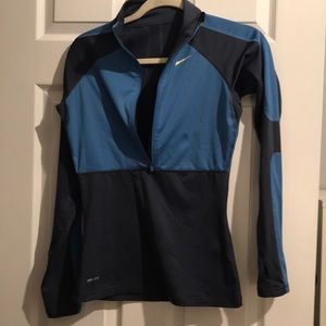Blue and grey Nike half zip up
